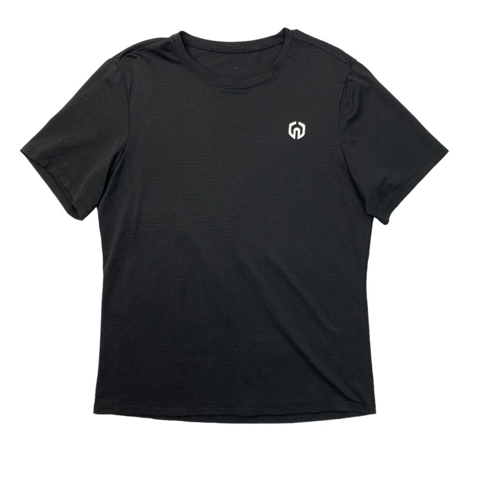 Neleus Textured T Shirt Mens L Large Black Short Sleeve Gym Workout Training Tee